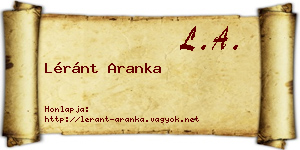 Léránt Aranka névjegykártya
